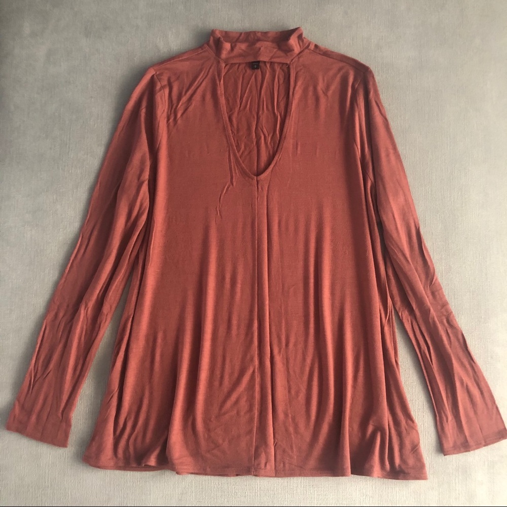Burnt orange choker cutout top